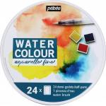 Pebeo, Künstlerfarbe + Bastelfarbe, Feine Aquarellfarben Runder Metallkasten: 24 Halbe Näpfchen