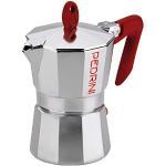 PEDRINI Kaffeemaschine, Moka für Espresso, Aluminiumlegierung EN 601, italienisches Design (Rot, 3 Tasse)