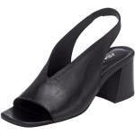 Schwarze Alba Moda Offene Blockabsatz Peep Toe Pumps aus Glattleder für Damen Größe 42 mit Absatzhöhe 5cm bis 7cm 