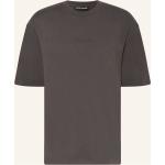 Dunkelgraue Oversize Kurzärmelige Pegador T-Shirts aus Baumwolle für Herren Übergrößen 