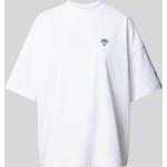 Weiße Oversize Halblangärmelige Pegador Stehkragen T-Shirts aus Baumwolle für Damen Größe M 