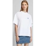 Weiße Oversize Halblangärmelige Pegador Stehkragen T-Shirts aus Baumwolle für Damen Größe S 