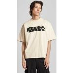Sandfarbene Unifarbene Oversize Pegador T-Shirts aus Baumwolle für Herren Größe M 