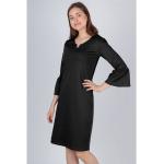 Schwarze Unifarbene Business 3/4-ärmelige Pekivessa Midi Rundhals-Ausschnitt Midikleider & knielange Kleider aus Jersey für Damen 