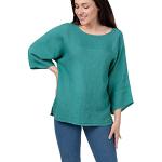 Smaragdgrüne Pekivessa Tunika-Blusen aus Leinen für Damen Größe M Große Größen 