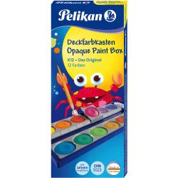 Pelikan Farbkasten K12 mit 12 Farben, Deckweiß