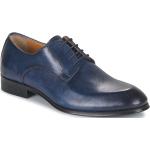 Reduzierte Marineblaue Business Pellet Derby Schuhe aus Leder rutschfest für Herren Größe 43 mit Absatzhöhe bis 3cm 