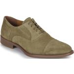 Grüne Business Pellet Derby Schuhe aus Leder für Herren Größe 45 mit Absatzhöhe bis 3cm 