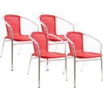 Rote Gartenstühle Metall aus Polyrattan stapelbar 4-teilig 