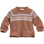 Zimtfarbene Melierte People Wear Organic Vegane Bio Nachhaltige Norweger Pullover für Kinder mit Knopf aus Baumwolle Größe 80 für den für den Herbst 