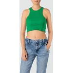 Grüne Casual Pepe Jeans Rundhals-Ausschnitt Rippshirts aus Baumwolle Cropped für Damen Größe S für den für den Frühling 