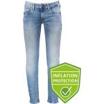 Reduzierte Hellblaue Bestickte Pepe Jeans Slim Fit Jeans mit Reißverschluss aus Baumwolle für Herren Weite 36, Länge 34 