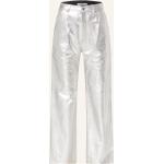 Silberne Pepe Jeans Damenjeans mit Reißverschluss aus Leder Größe S 