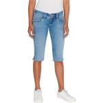 Blaue Jeans-Bermudas mit Reißverschluss aus Baumwolle für Damen 