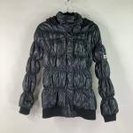 Schwarze Gesteppte Pepe Jeans Portobello Stehkragen Winterjacken mit Reißverschluss mit Kapuze für Damen Größe M 
