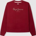 Reduzierte Bordeauxrote Unifarbene Pepe Jeans Rundhals-Ausschnitt Kindersweatshirts aus Baumwolle für Mädchen Größe 152 für den für den Winter 