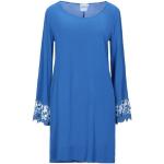Reduzierte Royalblaue Unifarbene Langärmelige Mini Spitzenkleider aus Viskose für Damen Größe XS 