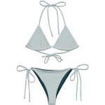 Hellgraue Bestickte Nachhaltige String Bikinis aus Polyester für Damen Größe S für den für den Sommer 
