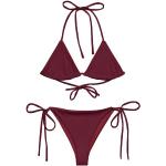 Bordeauxrote Bestickte Nachhaltige String Bikinis aus Polyester für Damen Größe 5 XL für den für den Sommer 