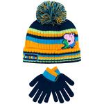 Bunte Gestreifte Peppa Wutz Mütze Schal Handschuh Sets für Kinder mit Dinosauriermotiv mit Bommeln für den für den Winter 