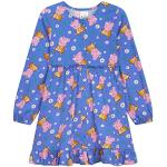 Blaue Langärmelige Peppa Wutz Druckkleider & bedruckte Kinderkleider mit Schweinemotiv aus Baumwolle für Mädchen 