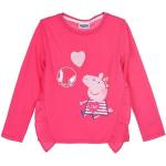 Pinke Motiv Casual Langärmelige Peppa Wutz Rundhals-Ausschnitt Pailletten Shirts für Kinder mit Schweinemotiv mit Pailletten aus Baumwolle 
