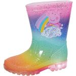 Peppa Pig Leuchtende Regenbogen-Gummistiefel Mädchen Glitzer Gummistiefel Kinder blinkende Lichter Schneeschuhe, regenbogenfarben, 28 EU