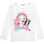 Reduzierte Weiße Unifarbene Langärmelige Peppa Wutz Rundhals-Ausschnitt Printed Shirts für Kinder & Druck-Shirts für Kinder mit Schweinemotiv aus Baumwolle Größe 110 