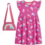 Peppa Pig Mädchen Kleider, 100% Baumwolle Baby Kleid, Peppa Wutz Einschulung Kleid Ideal für Sommer, Festliche Mädchenkleider Regenbogen Design, Einschulung Geschenk (Rosa, 18-23 Monate)