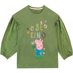 Grüne Langärmelige Peppa Wutz Longsleeves für Kinder & Kinderlangarmshirts mit Schweinemotiv mit Knopf für Mädchen Größe 116 
