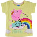 Gelbe Kurzärmelige Peppa Wutz Rundhals-Ausschnitt Printed Shirts für Kinder & Druck-Shirts für Kinder mit Schweinemotiv aus Baumwolle Größe 92 
