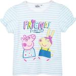 Reduzierte Hellblaue Gestreifte Peppa Wutz Rundhals-Ausschnitt Printed Shirts für Kinder & Druck-Shirts für Kinder mit Schweinemotiv aus Baumwolle Größe 110 