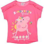 Reduzierte Pinke Peppa Wutz Rundhals-Ausschnitt Printed Shirts für Kinder & Druck-Shirts für Kinder mit Schweinemotiv mit Rüschen aus Baumwolle Größe 116 