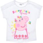 Reduzierte Weiße Peppa Wutz Rundhals-Ausschnitt Printed Shirts für Kinder & Druck-Shirts für Kinder mit Schweinemotiv mit Rüschen aus Baumwolle Größe 110 