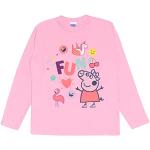 Pinke Langärmelige Peppa Wutz Longsleeves für Kinder & Kinderlangarmshirts mit Schweinemotiv für Mädchen Größe 98 