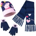 Bunte Peppa Wutz Mütze Schal Handschuh Sets für Kinder mit Schweinemotiv für Mädchen für den für den Winter 