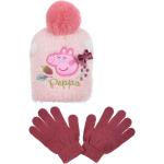 Rosa Peppa Wutz Mütze Schal Handschuh Sets für Kinder mit Schweinemotiv aus Polyester für Mädchen für den für den Winter 