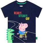 Marineblaue Peppa Wutz Kinder T-Shirts mit Schweinemotiv aus Filz für Jungen 