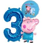 Zahl 3 Peppa Wutz Folienballons mit Schweinemotiv 