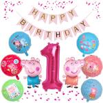 Zahl 1 Peppa Wutz Runde Folienballons mit Schweinemotiv wiederverwendbar 10-teilig 