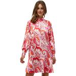 Pinke Elegante Langärmelige Peppercorn Midi Midikleider aus Polyester für Damen Größe L für den für den Herbst 