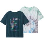 Hellblaue Batik Bio Kinder T-Shirts aus Baumwolle für Mädchen Größe 158 