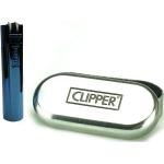 Peppiges deep blue Clipper Gasfeuerzeug metall - mit Gravur: Passt in Schachtel