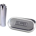 Peppiges silber chrom Clipper Gasfeuerzeug metall:mit Gravur: Passt in Schachtel