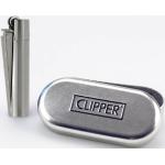 Peppiges silbernes Clipper Gasfeuerzeug metall - mit Gravur: Passt in Schachtel