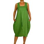 Grüne Ärmellose Sommerkleider aus Leinen für Damen Größe L für den für den Sommer 