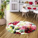 Rosa Blumenmuster Runde Design-Teppiche 160 cm aus Polypropylen 