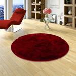 Rote Unifarbene Runde Runde Hochflorteppiche 80 cm aus Fell schmutzabweisend 