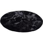 Schwarze Pergamon Runde Fellteppiche 160 cm aus Kunstfell 