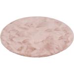 Rosa Runde Fellteppiche 160 cm aus Kunstfell 